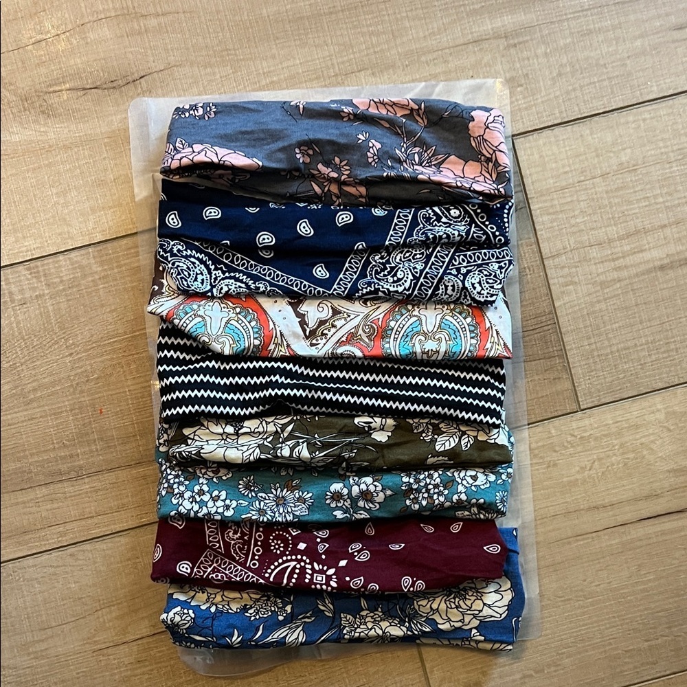 Floral and Paisley Patterned Set of 8 Headbands